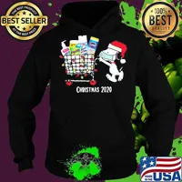 Christmas 2020 Snoopy Wear Hat Santa Mask Go To Shopping Christmas Shirt Hoodie