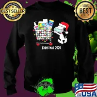 Christmas 2020 Snoopy Wear Hat Santa Mask Go To Shopping Christmas Shirt Sweater