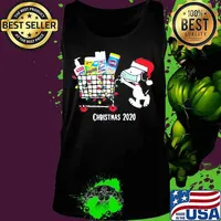 Christmas 2020 Snoopy Wear Hat Santa Mask Go To Shopping Christmas Shirt Tank top