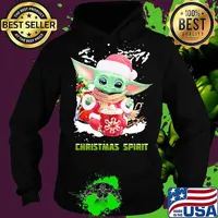 Christmas Spirit Yoda Baby Wear Pajama Santa Xmas Shirt Hoodie