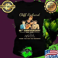 Cliff Richard High Quality 80th anniversary thank you for the memories 1940 2020 signuature Shirt Ladies tee