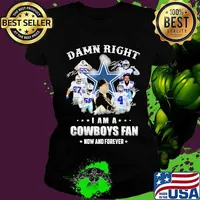Damn Right I Am A Cowboys Fan Now And Forever Football Signuature Shirt Ladies tee