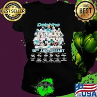 Dolphins Miami 56th Anniversary Thank You For The Memories Signature Football Shirt Ladies tee