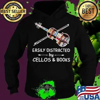 Easily Distracted By Cellos And Books Violin Shirt Hoodie
