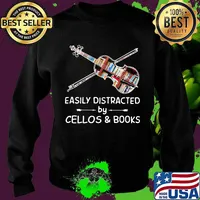 Easily Distracted By Cellos And Books Violin Shirt Sweater
