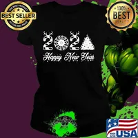 Happy New Year 2021 Christmas Tree Xmas’s Shirt Ladies tee