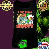 I Just Really Love Snoopy Woodstock Wear Santa Hat Christmas Vintage Shirt Tank top