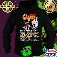 James Bond 007 59th Anniversary 1962 2021 Thank You For The Memories Signature Shirt Hoodie