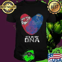 Kansas City Chiefs And Kansas City Royals It's In My Dna Heart Shirt