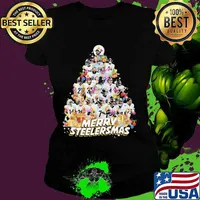 Merry Steelersmas Xmastree Pittsburgh Steelers Football Shirt Ladies tee