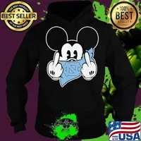 Mickey Middle Finger Mask North Carolina Tar Heels Football Disney Shirt Hoodie