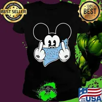 Mickey Middle Finger Mask North Carolina Tar Heels Football Disney Shirt Ladies tee