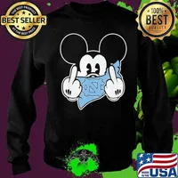 Mickey Middle Finger Mask North Carolina Tar Heels Football Disney Shirt Sweater