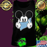 Mickey Middle Finger Mask North Carolina Tar Heels Football Disney Shirt Tank top