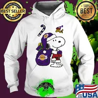 Snoopy And Woodstock Football Los Angeles Laker Santa Claus Xmas Shirt Hoodie