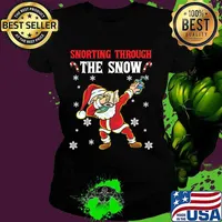 Snorthing Through The Snow Dabbing Santa Claus Face Mask Toilet Paper Hand Sanitizer Shirt Ladies tee