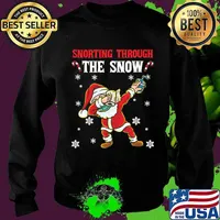 Snorthing Through The Snow Dabbing Santa Claus Face Mask Toilet Paper Hand Sanitizer Shirt Sweater