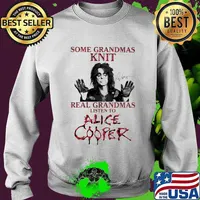 Some Grandmas Knit Real Grandmas Listen To Alice Cooper Crewneck Xmas Shirt Sweater