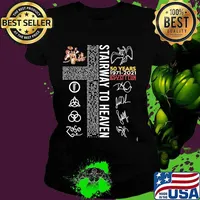 Stairway To Heaven 50 Years 1971 2021 Led Zeppelin God Jesus Signature Shirt Ladies tee