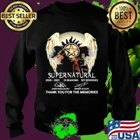 Supernatural 2005-2021 15 seasons 327 episodes thank you for the memories signature s Sweater