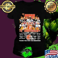 The Brown 75th Anniversary 1945 2020 Thank You For The Memories Signuature Football Shirt Ladies tee