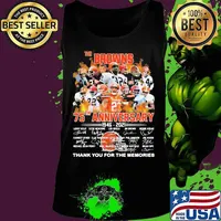 The Brown 75th Anniversary 1945 2020 Thank You For The Memories Signuature Football Shirt Tank top