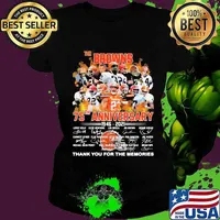 The Browns 75th Anniversary 1946 2021 Thank You For The Memories Signuature Football Shirt Ladies tee