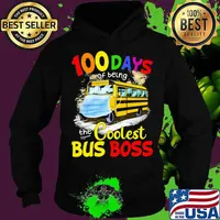 100 Days Of Being The Coolest Bus Boss Yellow Bus Shirt Hoodie