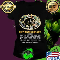 102nd Anniversary 1919 2021 Green Bay Packers Thank You For The Memories Signature Shirt Ladies tee