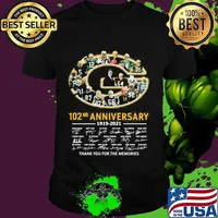 102nd Anniversary 1919 2021 Green Bay Packers Thank You For The Memories Signature Shirt