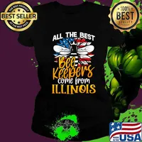 All The Best Beekeepers Come From Illinois Honey Bee Lover American Flag Shirt Ladies tee