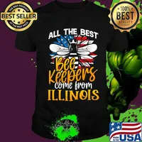 All The Best Beekeepers Come From Illinois Honey Bee Lover American Flag Shirt