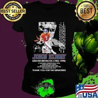 John Elway Denver Broncos 1983 1998 Number Seven Thank You For The Memories Signature Shirt Ladies tee