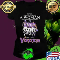 Never Underestimate A Woman Who Understands Football And Loves Vikings Signature Shirt Ladies tee