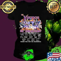 The Vikings 60th Anniversary 1961 2021 Thank You For The Memories Signature Shirt Ladies tee