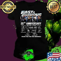 Fast And Furious 20 Years 2001 2021 Nice Films Signature Thank You For The Memories Shirt Ladies tee
