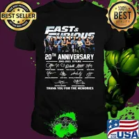 Fast And Furious 20 Years 2001 2021 Nice Films Signature Thank You For The Memories Shirt