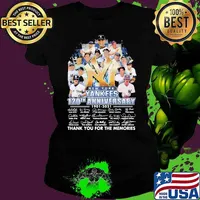 New York Yankees 120th Anniversary 1901 2021 Thank You For The Memories Signature Shirt Ladies tee