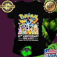 Pokemon 25 Th Anniversary 1996 2021 Thank You For The Memories Shirt Ladies tee