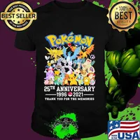 Pokemon 25 Th Anniversary 1996 2021 Thank You For The Memories Shirt