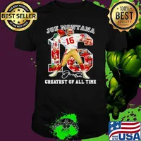 16 Joe Montana greatest of all time signature NFl shirt