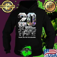 20 Years Of 2001 2021 Fast And Furious Signature Thank You For The Memories Shirt Hoodie