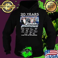 20 Years Of Fast And Furious 2001 2021 9 Films Thank You For The Memories Signatures Hoodie