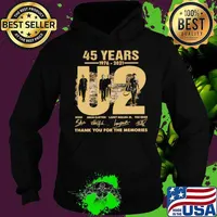 45 years 1976 2021 U2 Bono Adam Clayton thank you signatures Hoodie