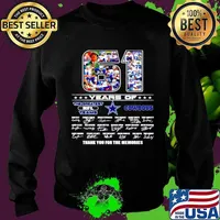 61 years of the greatest NFL teams Dallas Cowboys thank you for the memories signatures Sweater