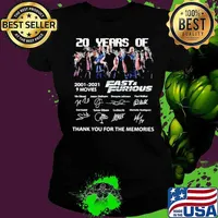 20 Years Of 2001 2021 9 Movies Fast And Furious Signature Thank You For The Memories Ladies tee