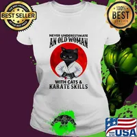 Never Underestimate An Old Woman With Cats And Karate Skills Moonblood Shirt Ladies tee