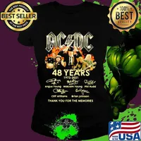 AC Dc 48 years 1973 2021 thank you for the memories signature Ladies tee