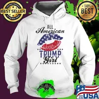 All American Trump Girl Usa Flag Lips Gop Vote 2024 Lip American Flag Shirt Hoodie