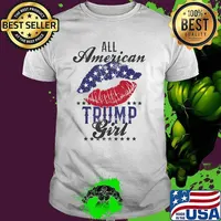 All American Trump Girl Usa Flag Lips Gop Vote 2024 Lip American Flag Shirt